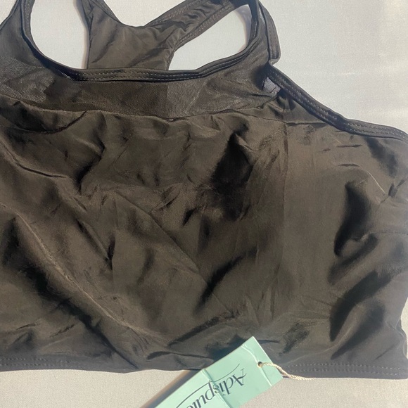 Black Racerback Mesh Swim Sports Bra - Picture 7 of 15